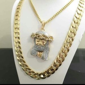 14K gold plated iced out chains combo